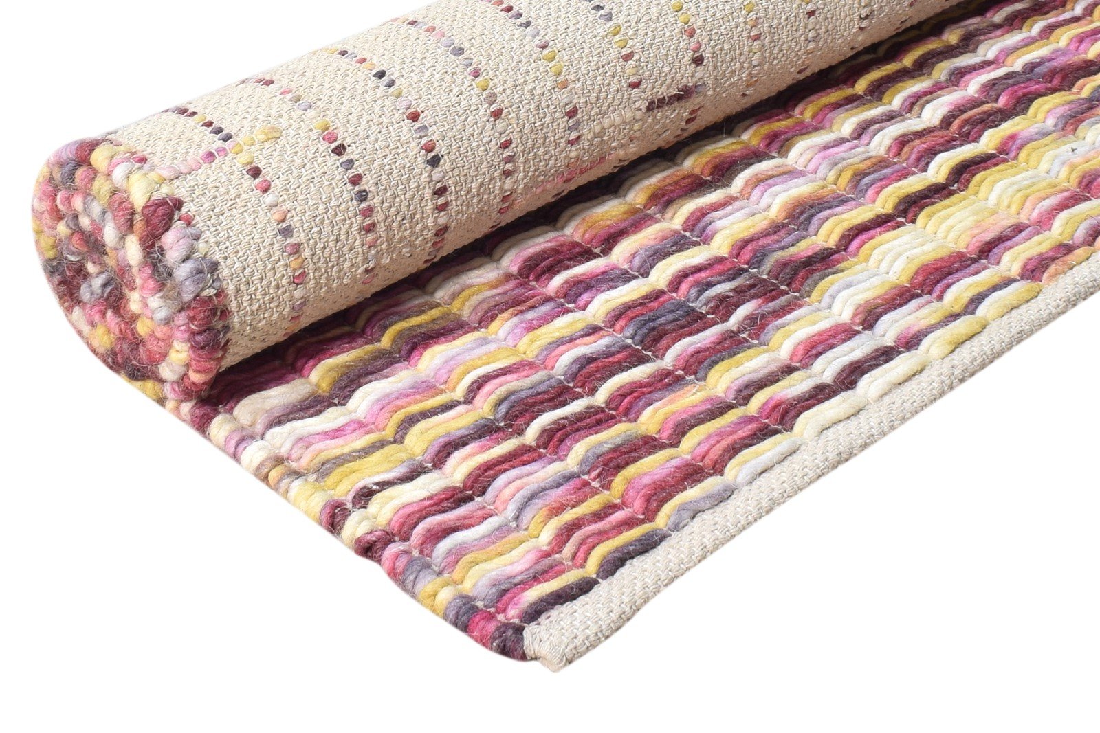 Opal Hand Woven Pink Wool Rug 4' X 6' Modern Bohemian Abstract 7865003835541