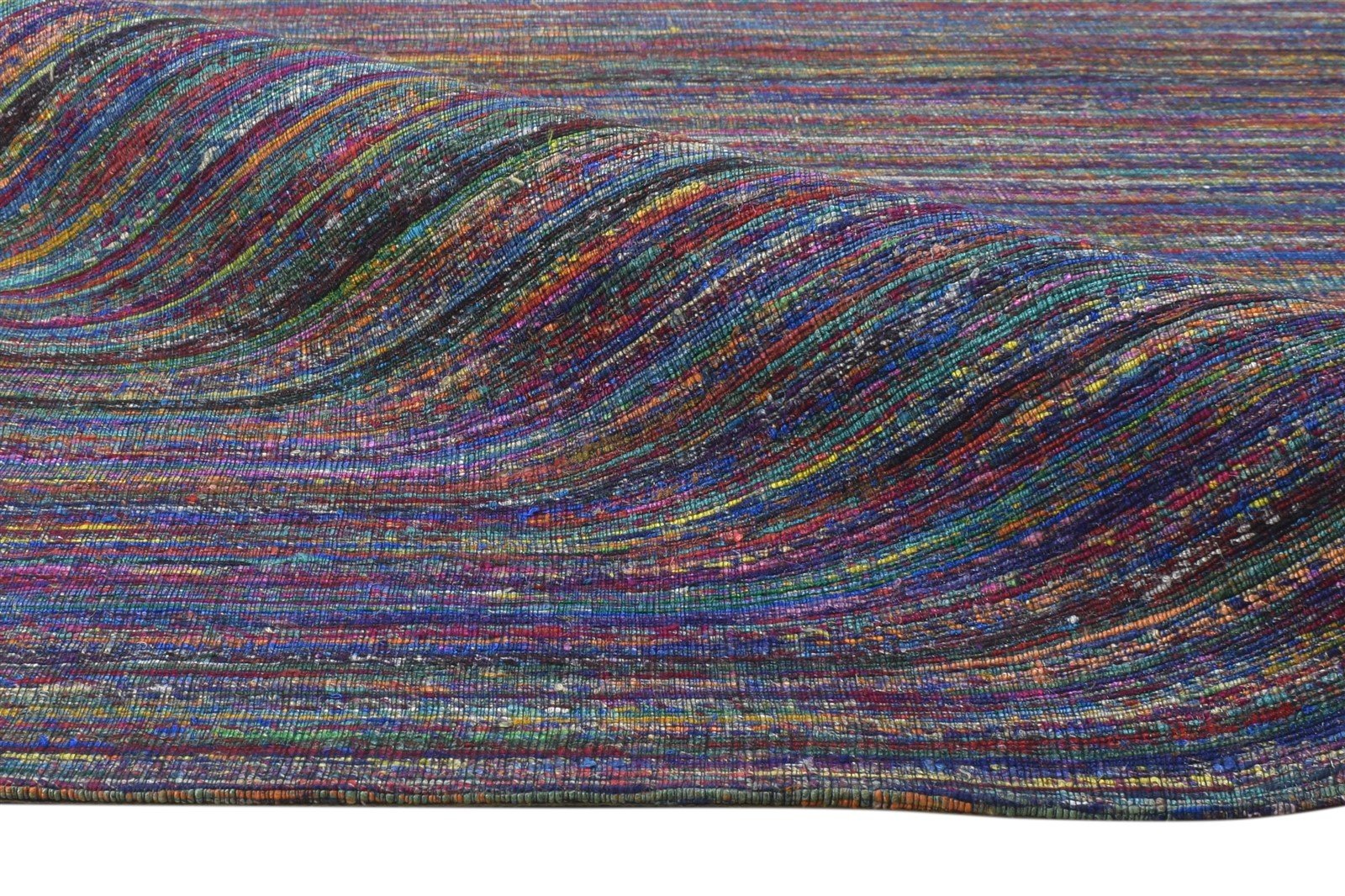 Vivianna Hand Woven Purple Silk Rug 5' X 8' Modern Bohemian Striped 7864662392981