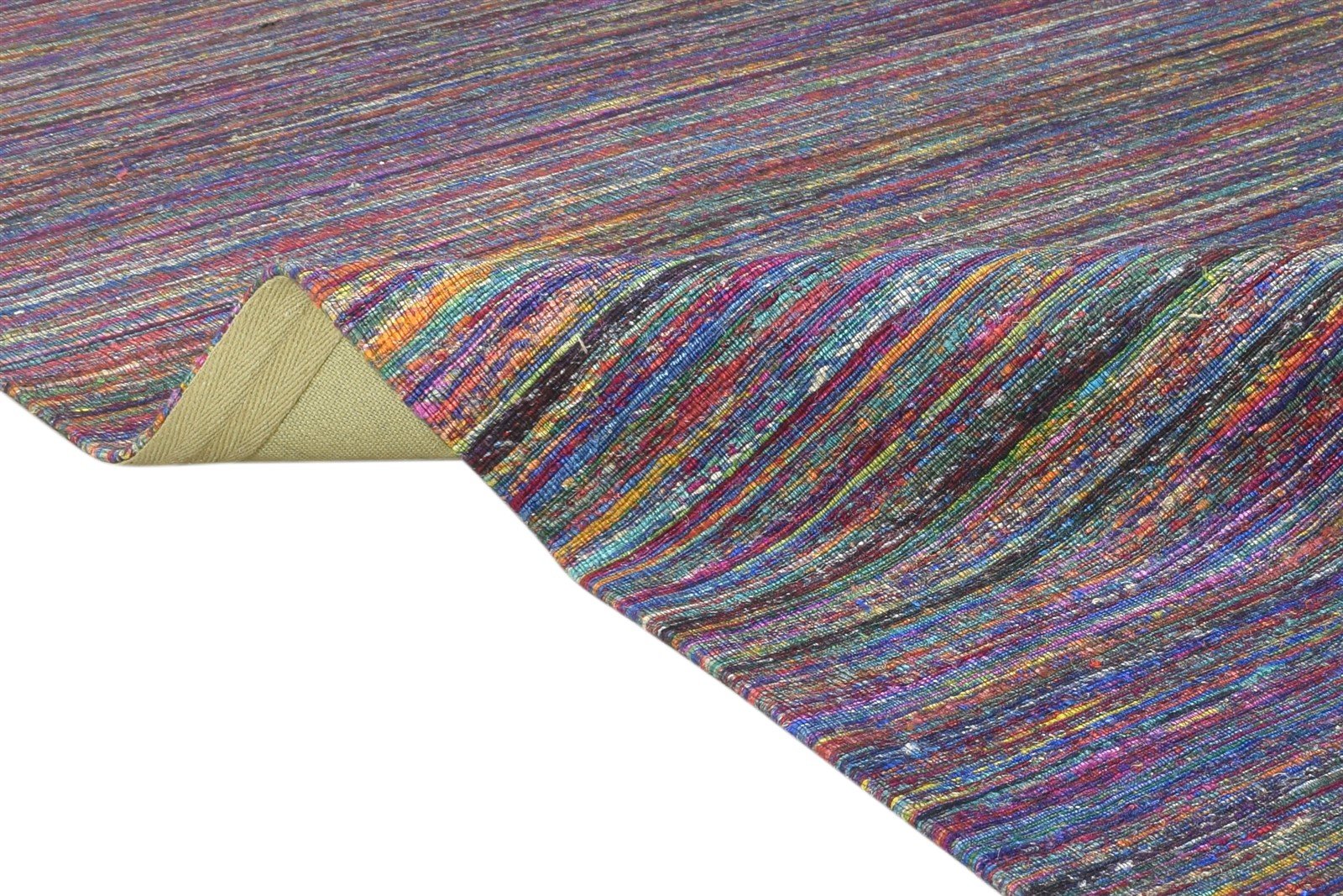 Vivianna Hand Woven Purple Silk Rug 5' X 8' Modern Bohemian Striped 7864662392981