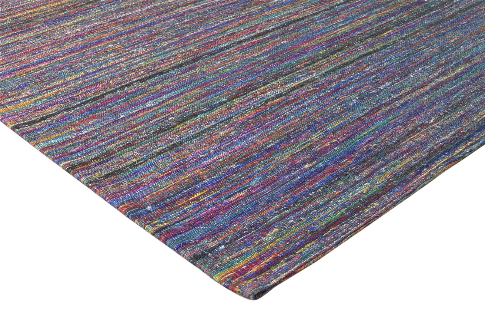 Vivianna Hand Woven Purple Silk Rug 5' X 8' Modern Bohemian Striped 7864662392981