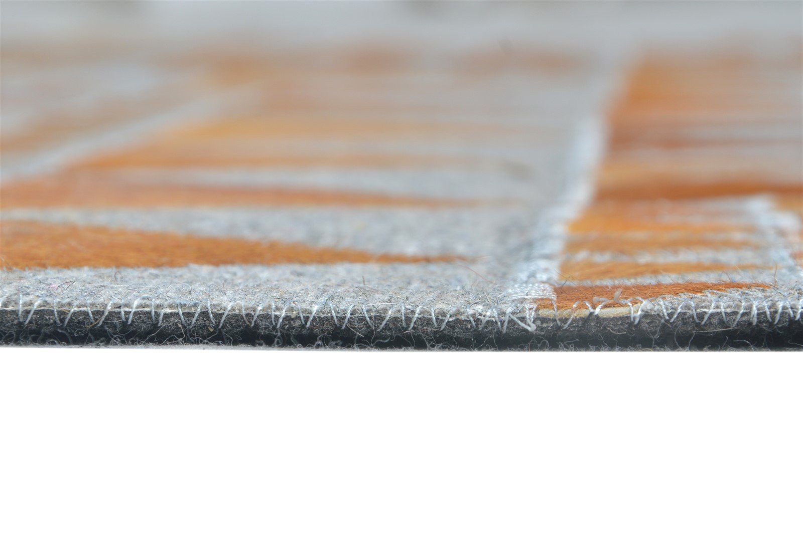 Hand Woven Rust Leather / Cotton Rug 5X8 Modern Scandinavian Triangles Room Size 7864948850837