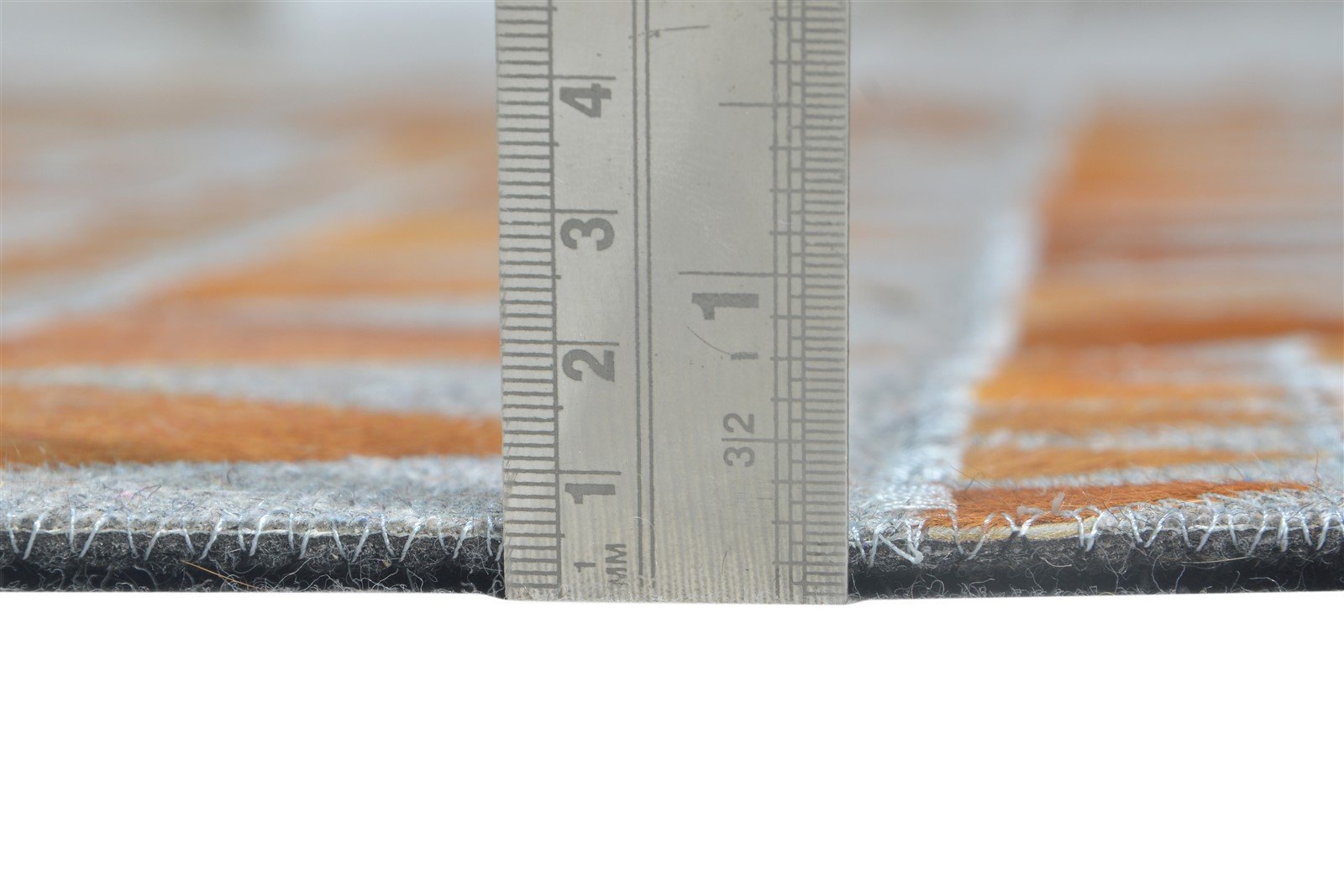 Hand Woven Rust Leather / Cotton Rug 5X8 Modern Scandinavian Triangles Room Size 7864948850837