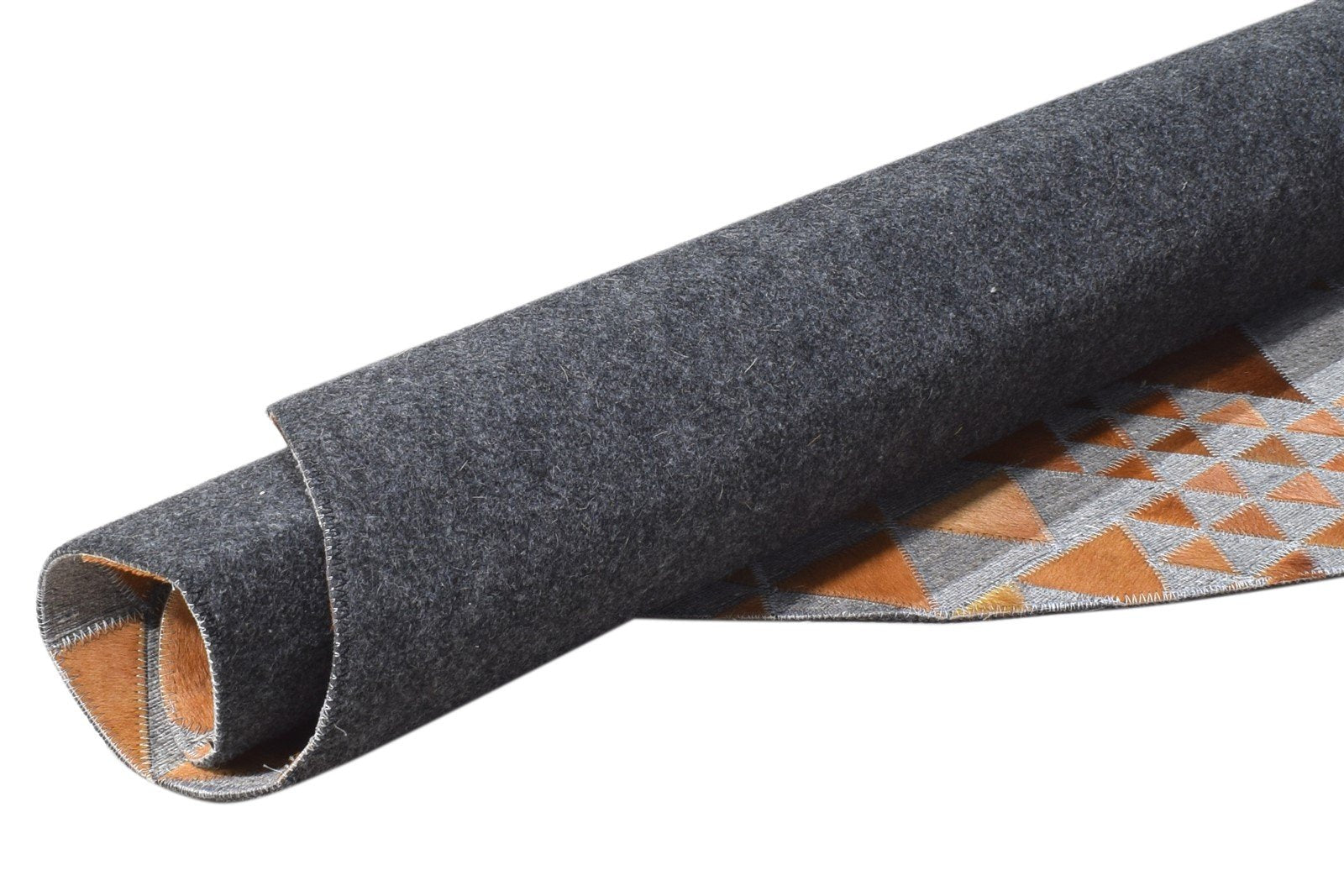 Hand Woven Rust Leather / Cotton Rug 6X6 Modern Scandinavian Triangles Room Size 7864946262165