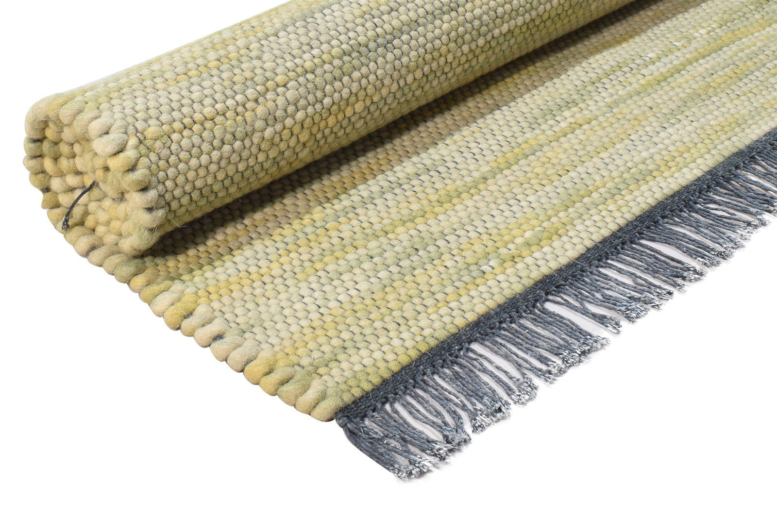 Hand Woven Sage Wool Rug 4' X 6' Modern Scandinavian Solid Room Size Carpet 7865072648341