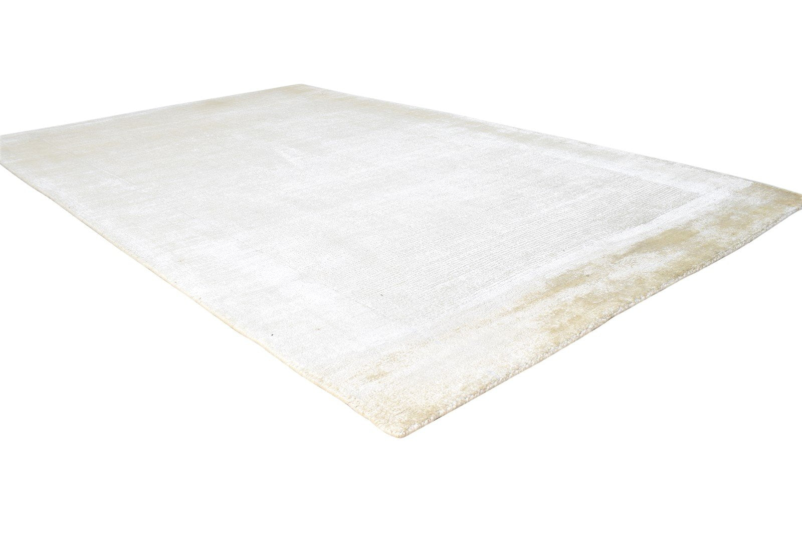 Handloom Beige Silk Rug 5' X 8' Modern Scandinavian Bordered Room Size Carpet 7864442814613