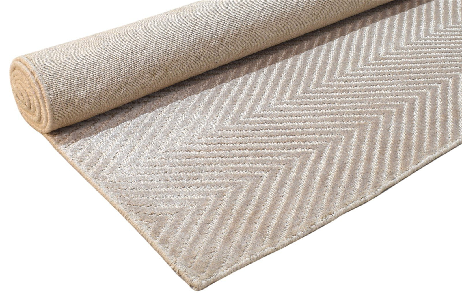 Handloom Beige Silk Rug 5' X 8' Modern Scandinavian Diamond Room Size Carpet 7864772624533