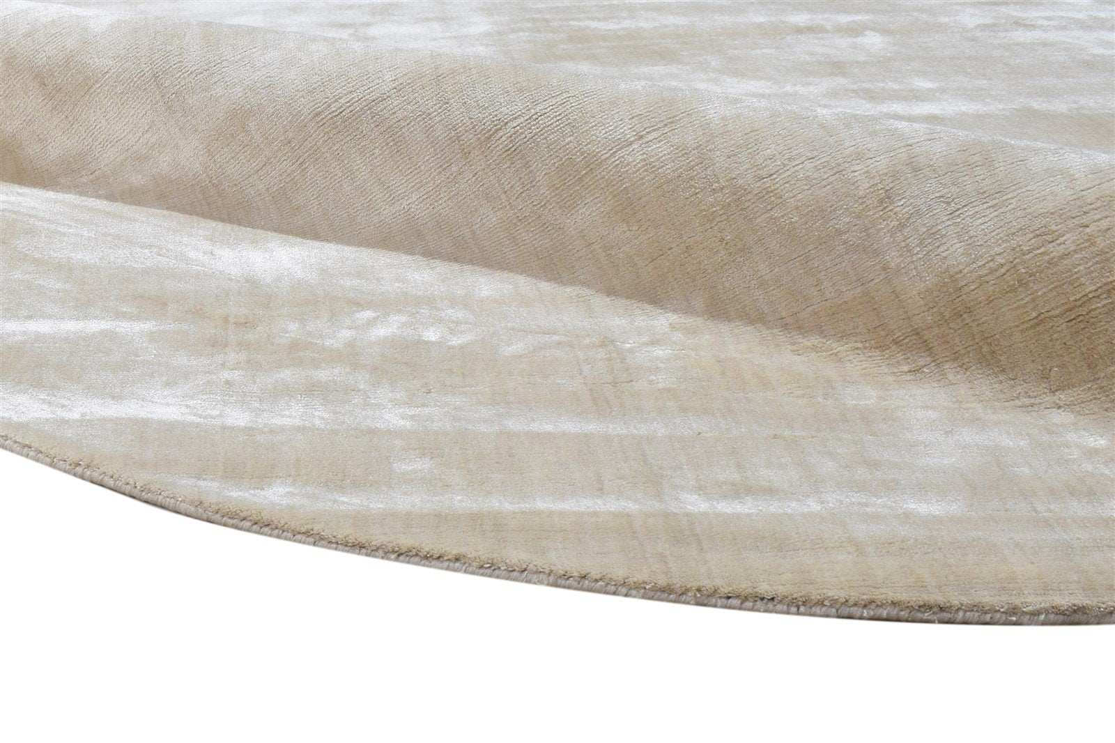 Handloom Beige Silk Rug 6' X 6' Modern Scandinavian Solid Room Size Round 7864819548309