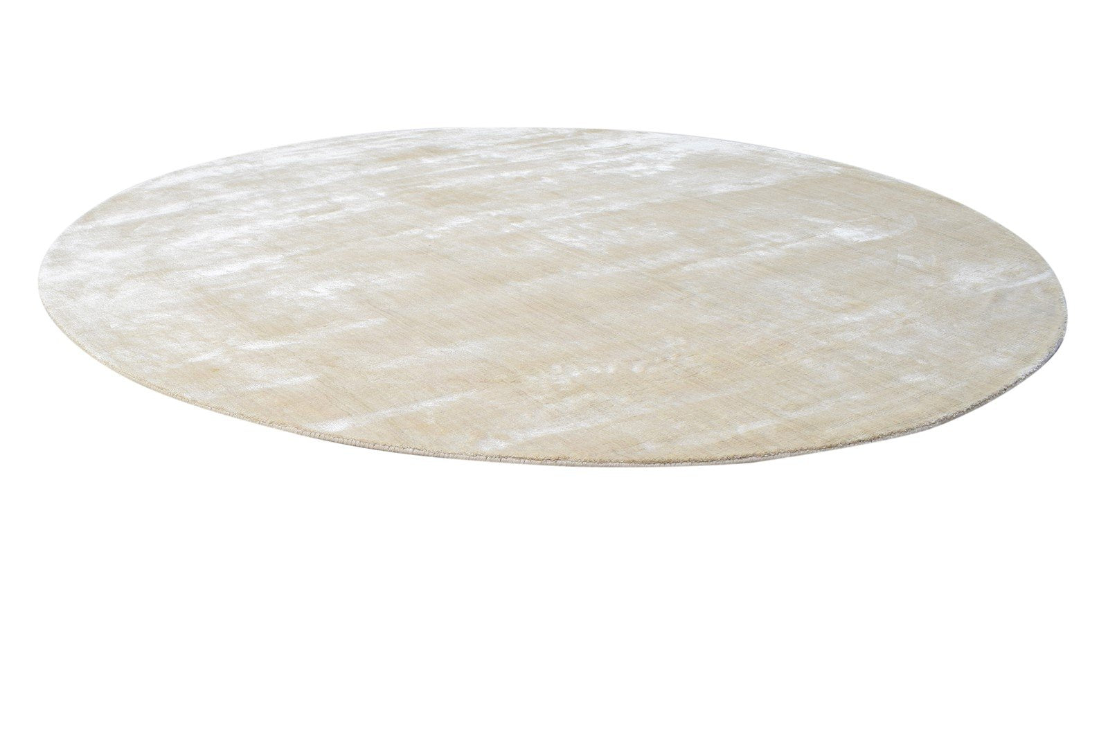 Handloom Beige Silk Rug 6' X 6' Modern Scandinavian Solid Room Size Round 7864819548309