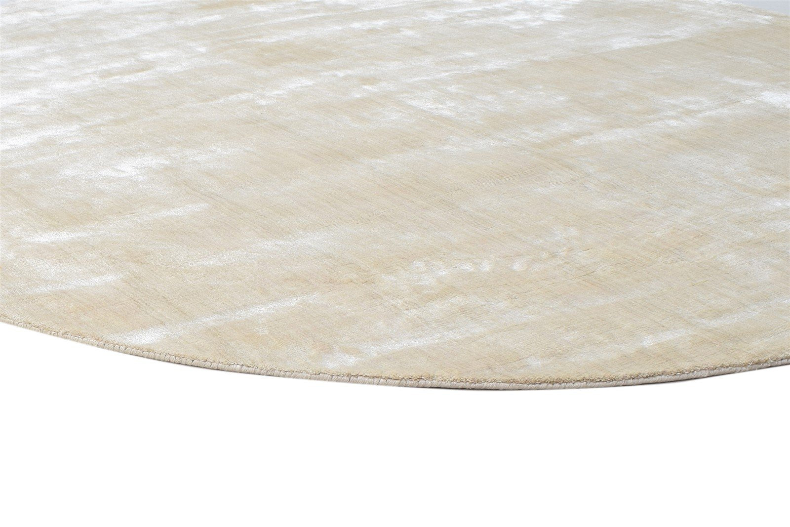 Handloom Beige Silk Rug 6' X 6' Modern Scandinavian Solid Room Size Round 7864819548309