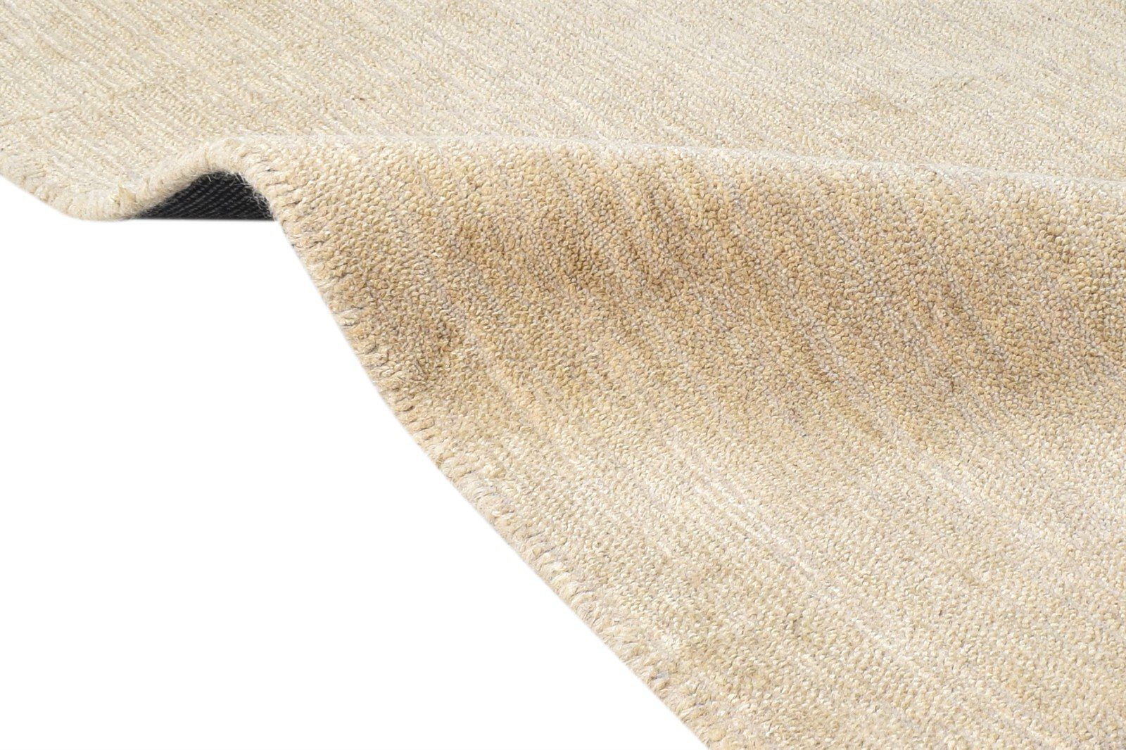 Handloom Beige Wool / Jute Rug 2' X 3' Modern Scandinavian Solid Small Carpet 7865138249877