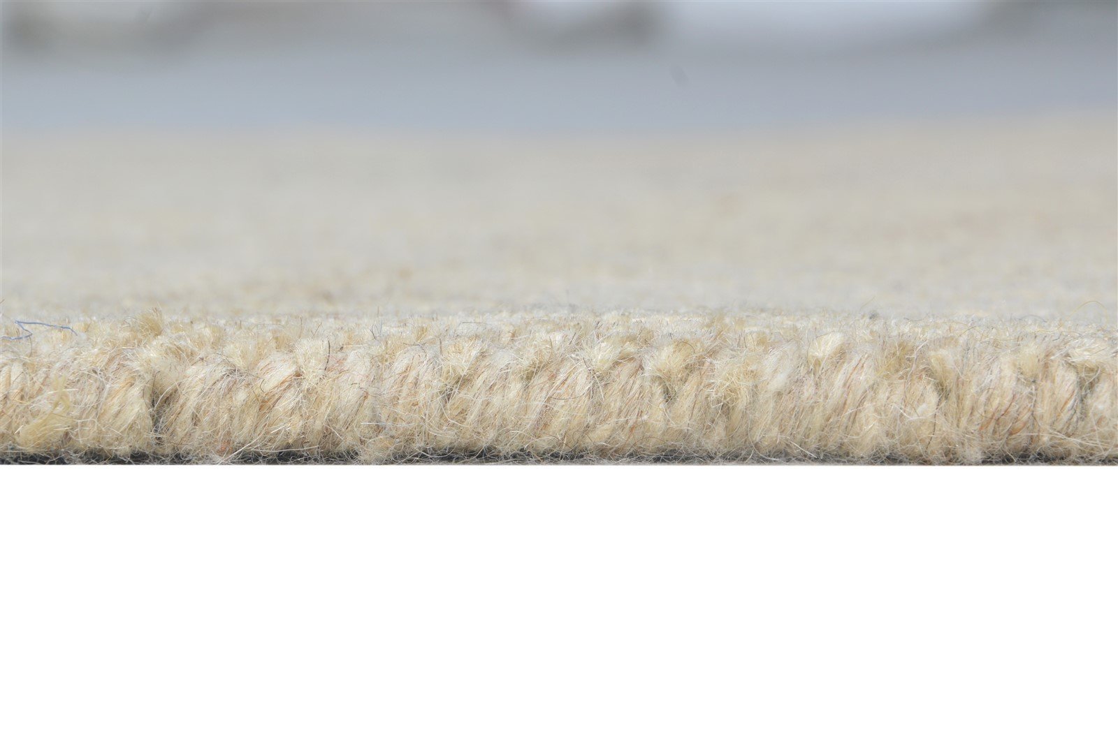 Handloom Beige Wool / Jute Rug 2' X 3' Modern Scandinavian Solid Small Carpet 7865138249877