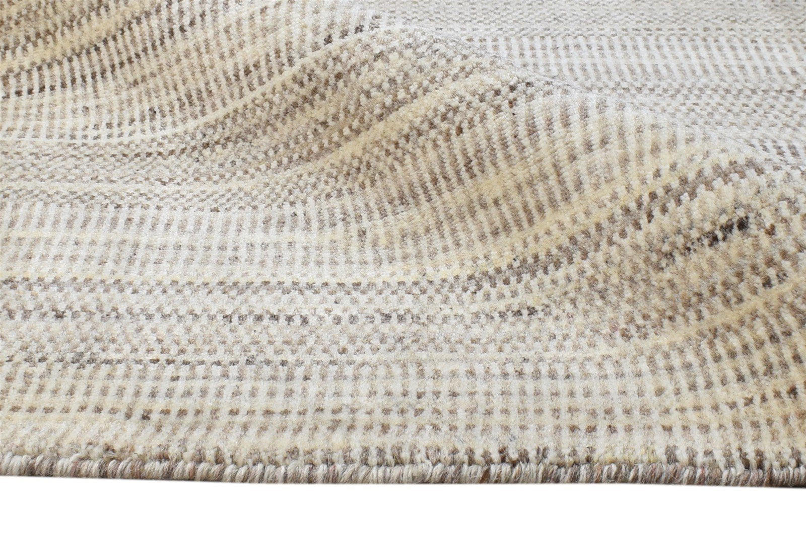Handloom Beige Wool Rug 2' X 3' Modern Agra Grass Trellis Small Carpet 7865138446485