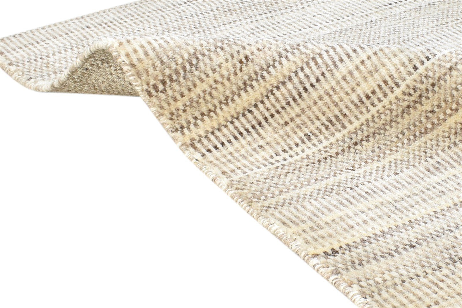 Handloom Beige Wool Rug 2' X 3' Modern Agra Grass Trellis Small Carpet 7865138446485