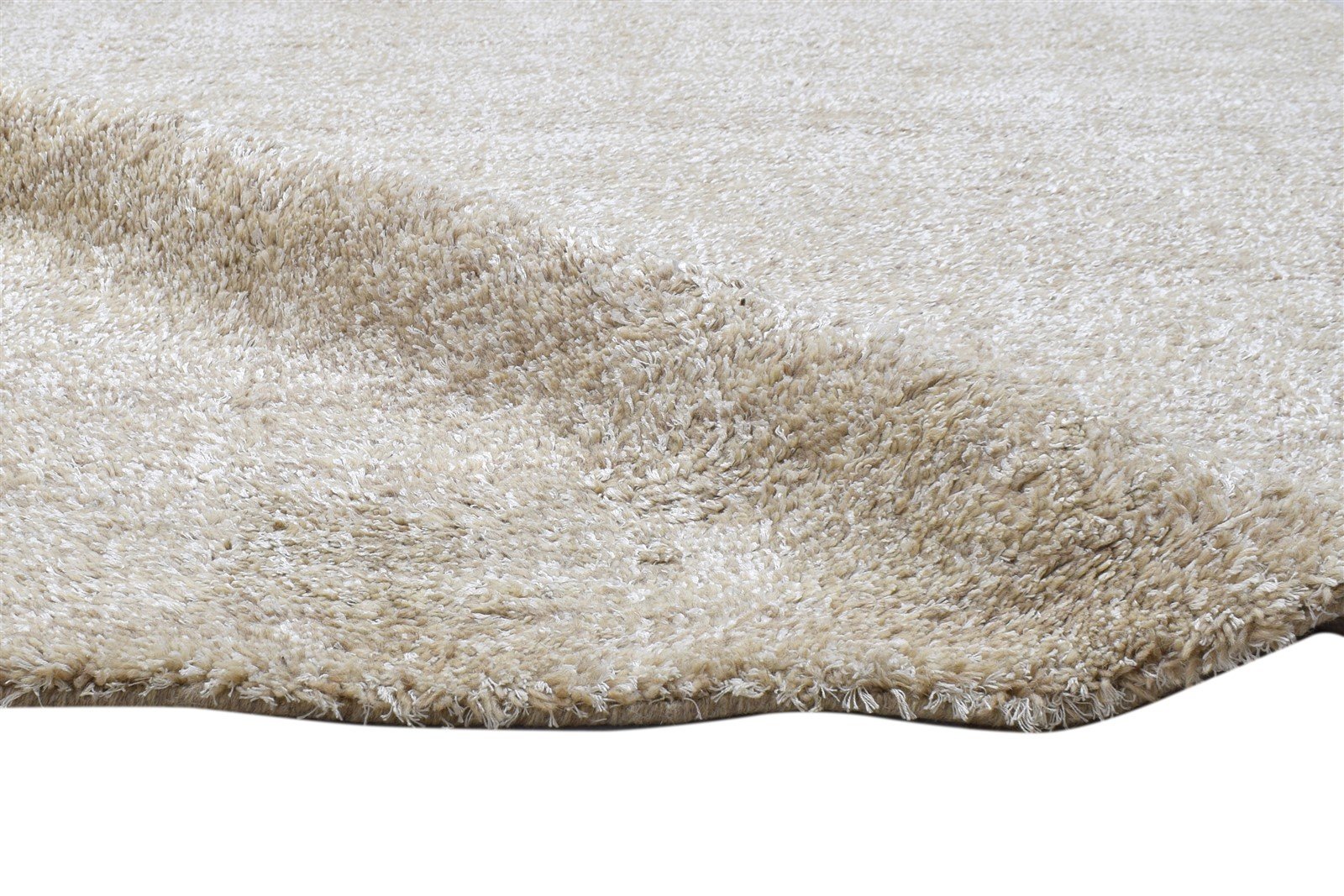 Handloom Beige Wool / Silk Rug 5X8 Modern Scandinavian Solid Room Size Carpet 7864152031381