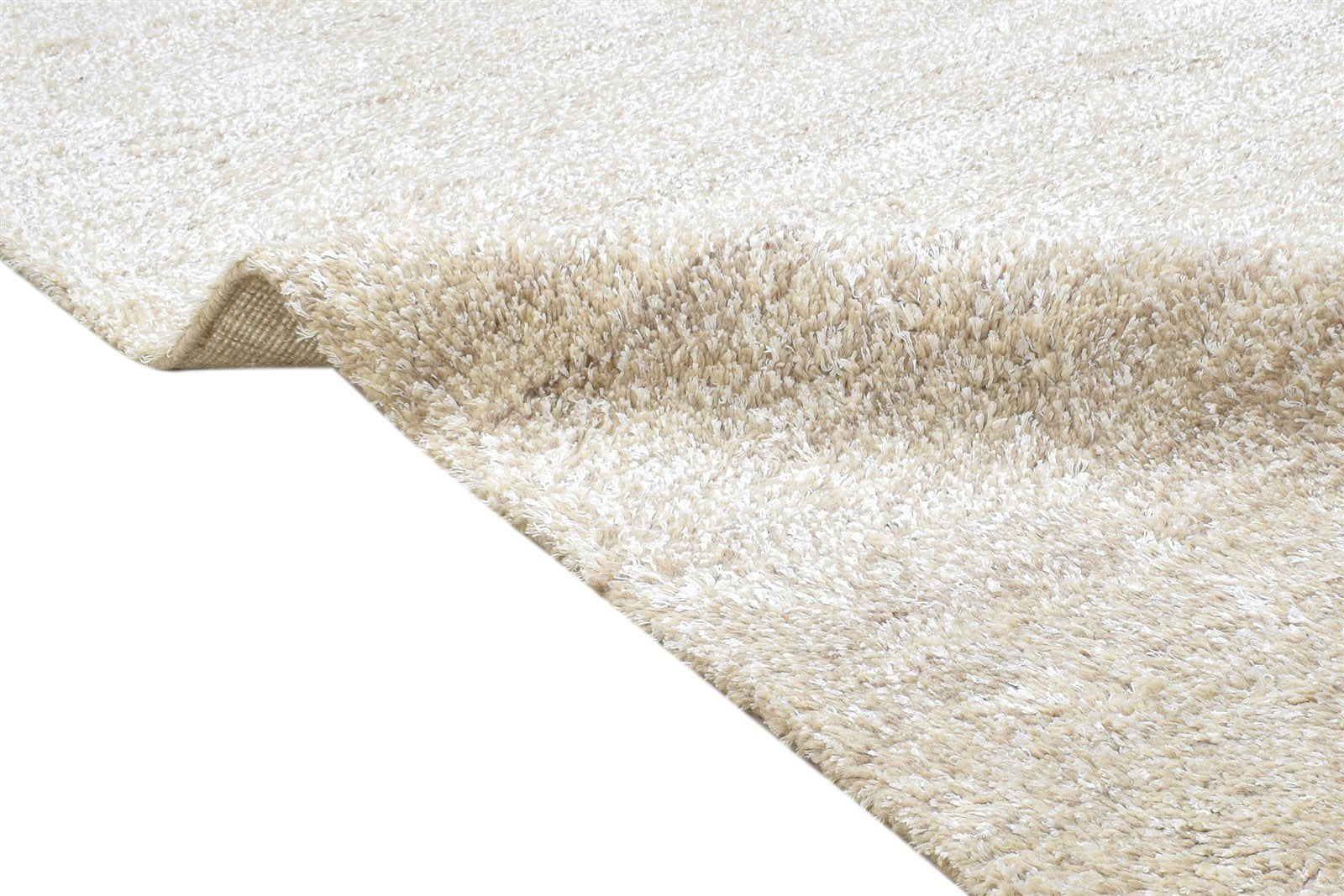 Handloom Beige Wool / Silk Rug 5X8 Modern Scandinavian Solid Room Size Carpet 7864152031381