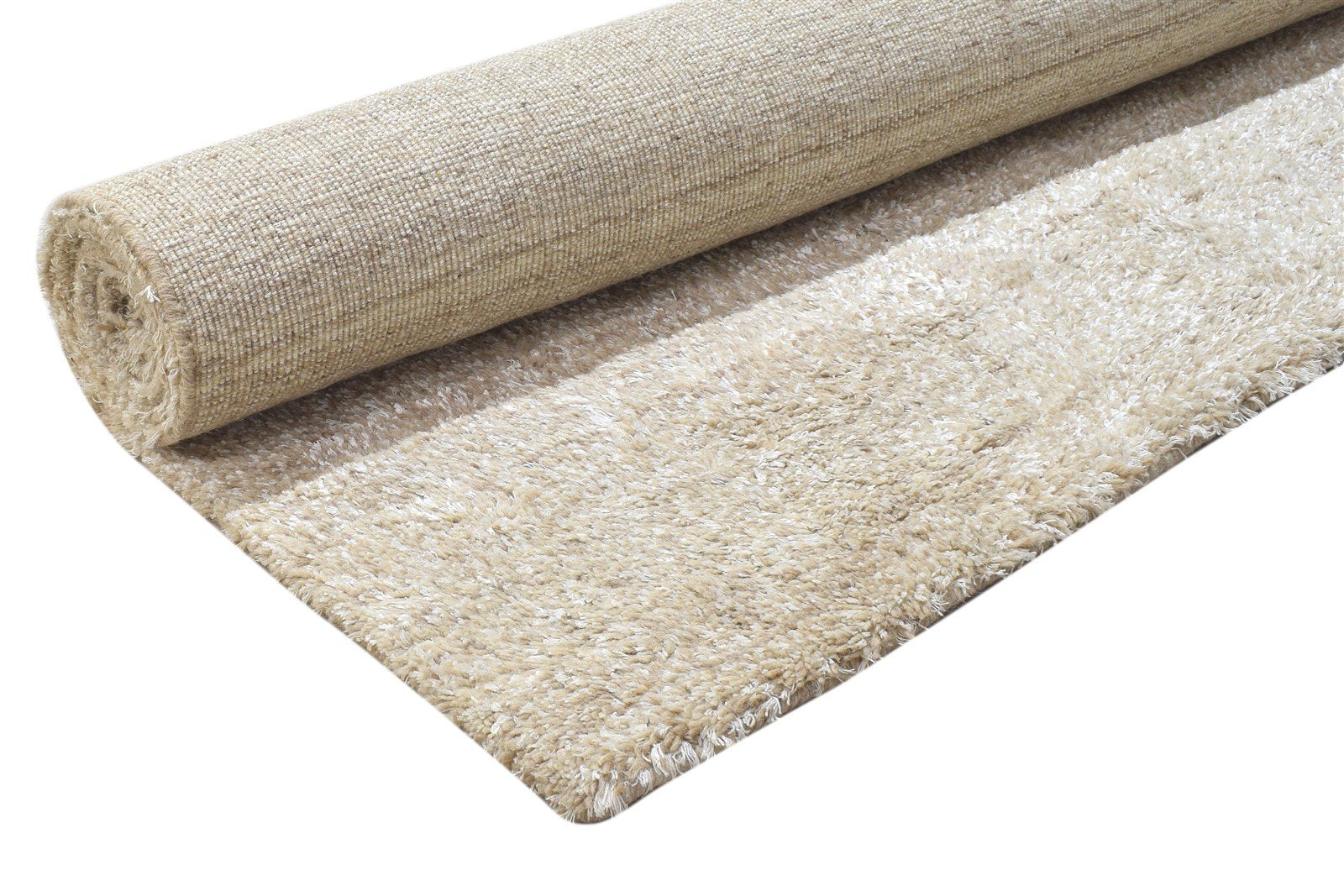 Handloom Beige Wool / Silk Rug 5X8 Modern Scandinavian Solid Room Size Carpet 7864152031381