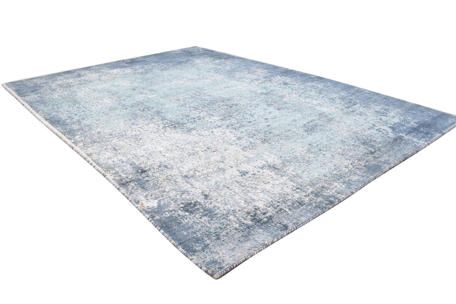 Handloom Blue Silk Rug 5' X 6' Modern Indian Abstract Room Size Carpet 7864158322837