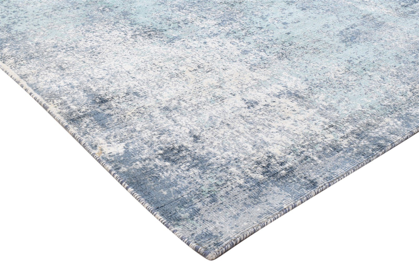 Handloom Blue Silk Rug 5' X 6' Modern Indian Abstract Room Size Carpet 7864158322837