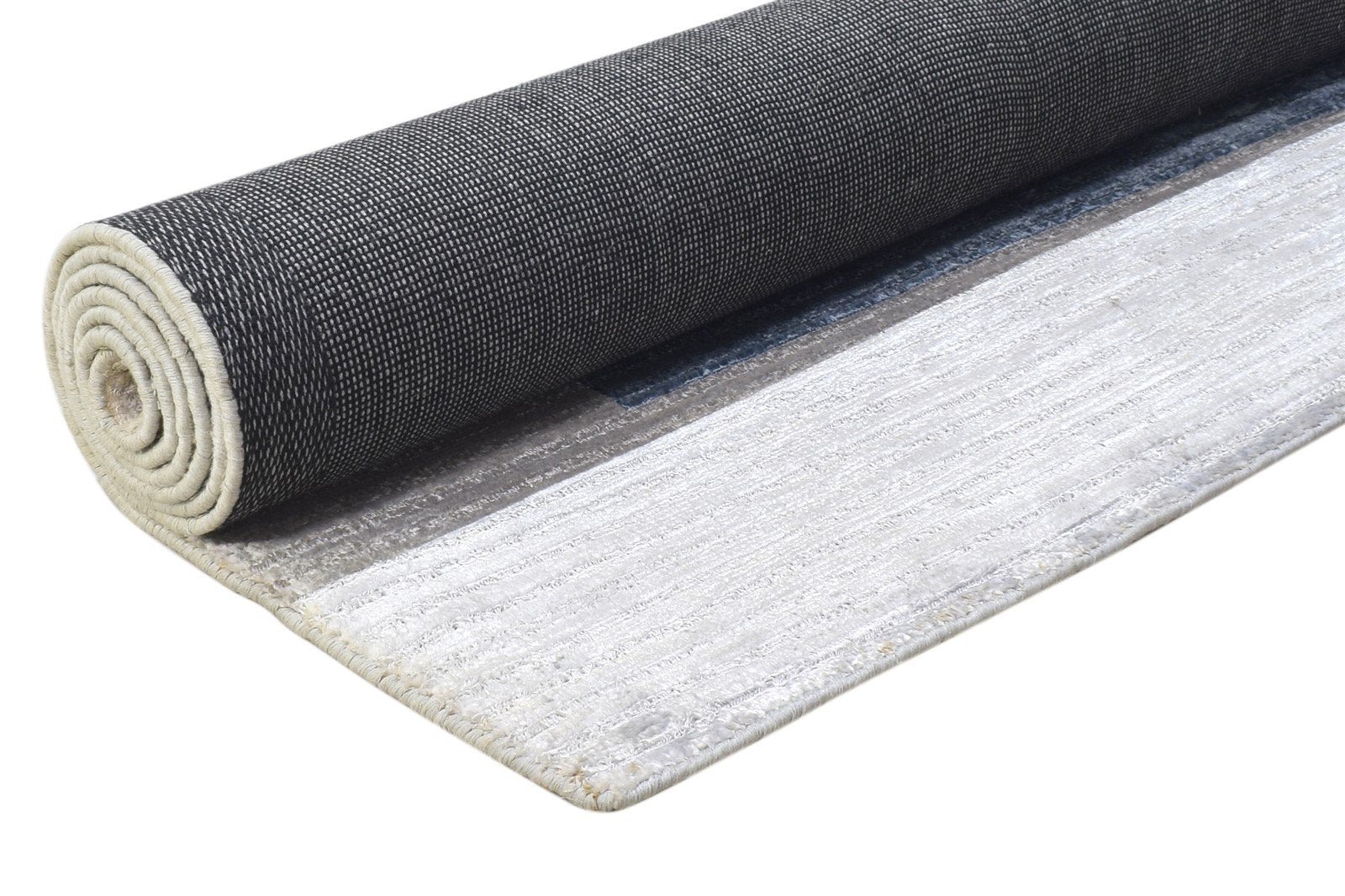 Handloom Blue Silk Rug 5' X 7' Modern Scandinavian Bordered Room Size Carpet 7864434196629