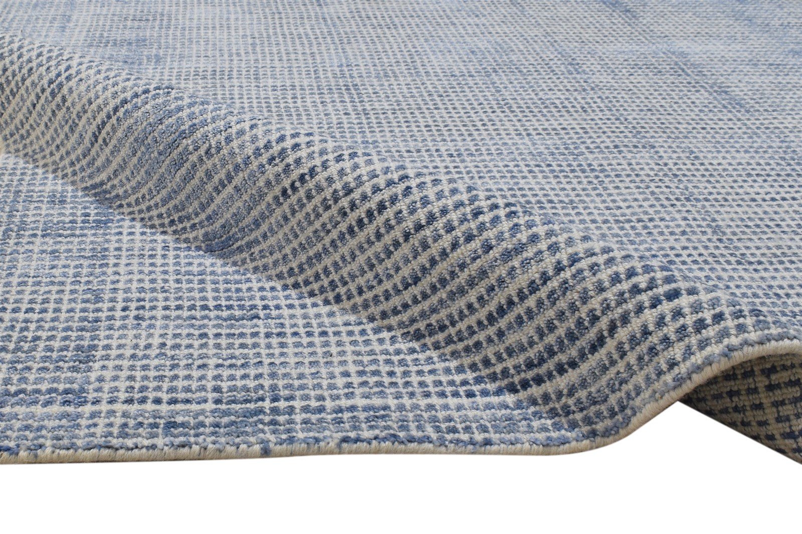 Handloom Blue Wool / Silk Rug 4X6 Modern Scandinavian Solid Room Size Carpet 7864159240341