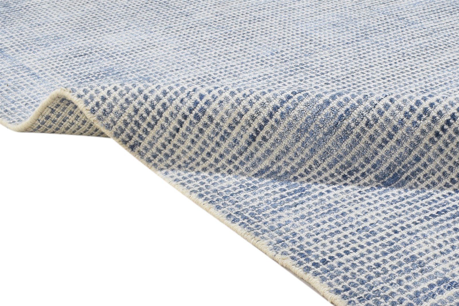 Handloom Blue Wool / Silk Rug 4X6 Modern Scandinavian Solid Room Size Carpet 7864159240341