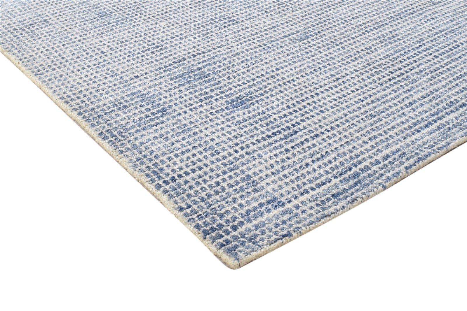 Handloom Blue Wool / Silk Rug 4X6 Modern Scandinavian Solid Room Size Carpet 7864159240341