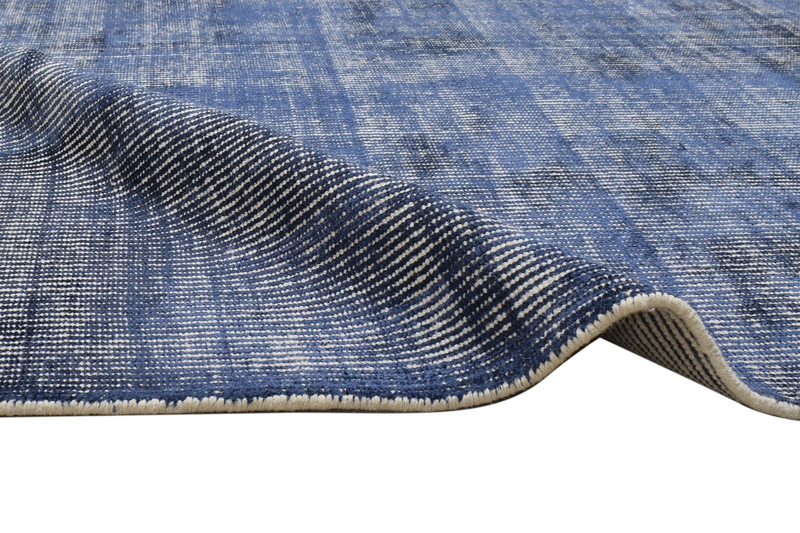 Handloom Blue Wool / Silk Rug 5X6 Modern Scandinavian Solid Room Size Carpet 7864153374869