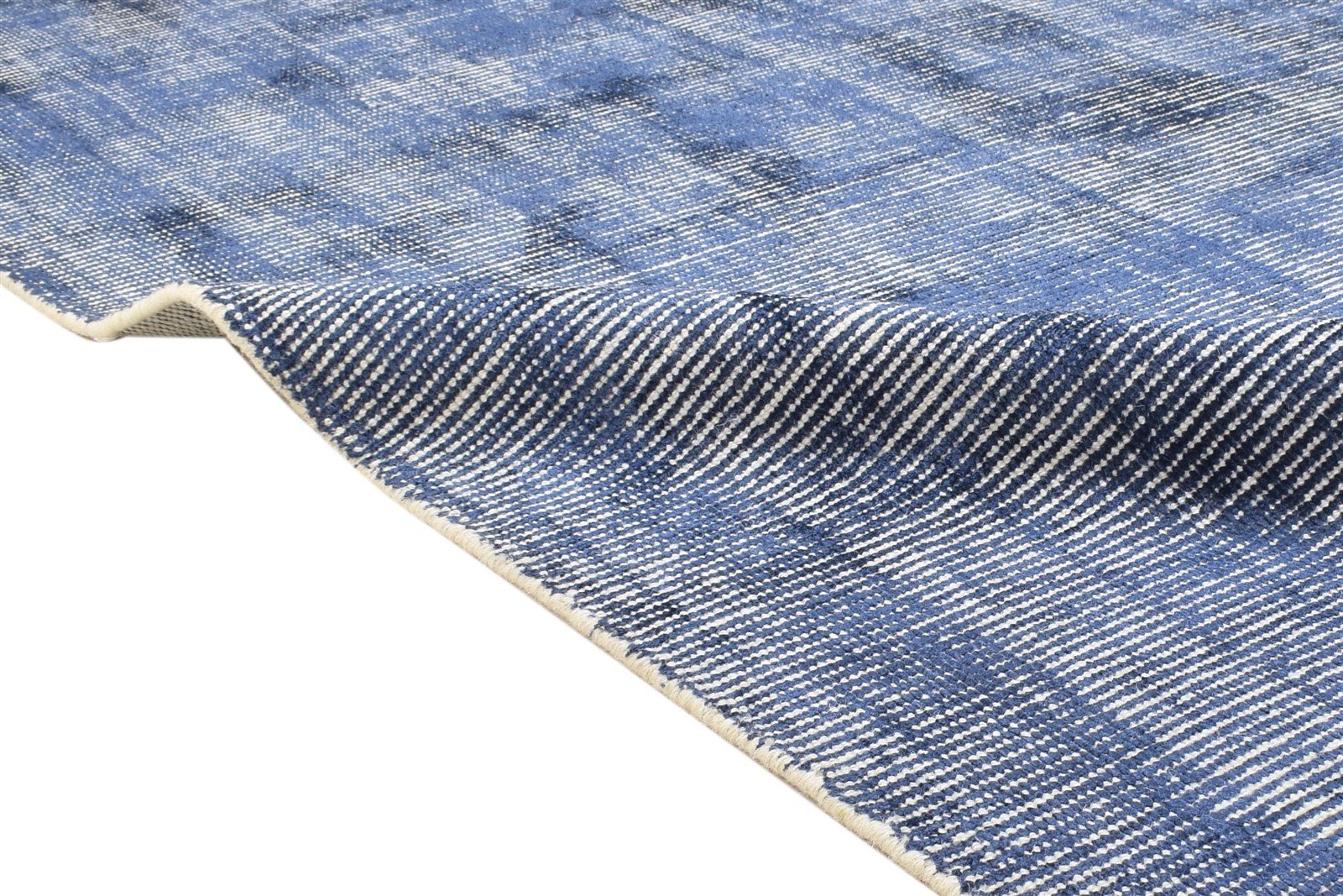 Handloom Blue Wool / Silk Rug 5X6 Modern Scandinavian Solid Room Size Carpet 7864153374869