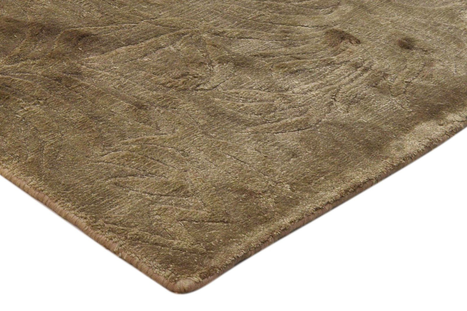 Handloom Brown Silk Rug 2' X 3' Modern French Floral Small Carpet 7860697923733