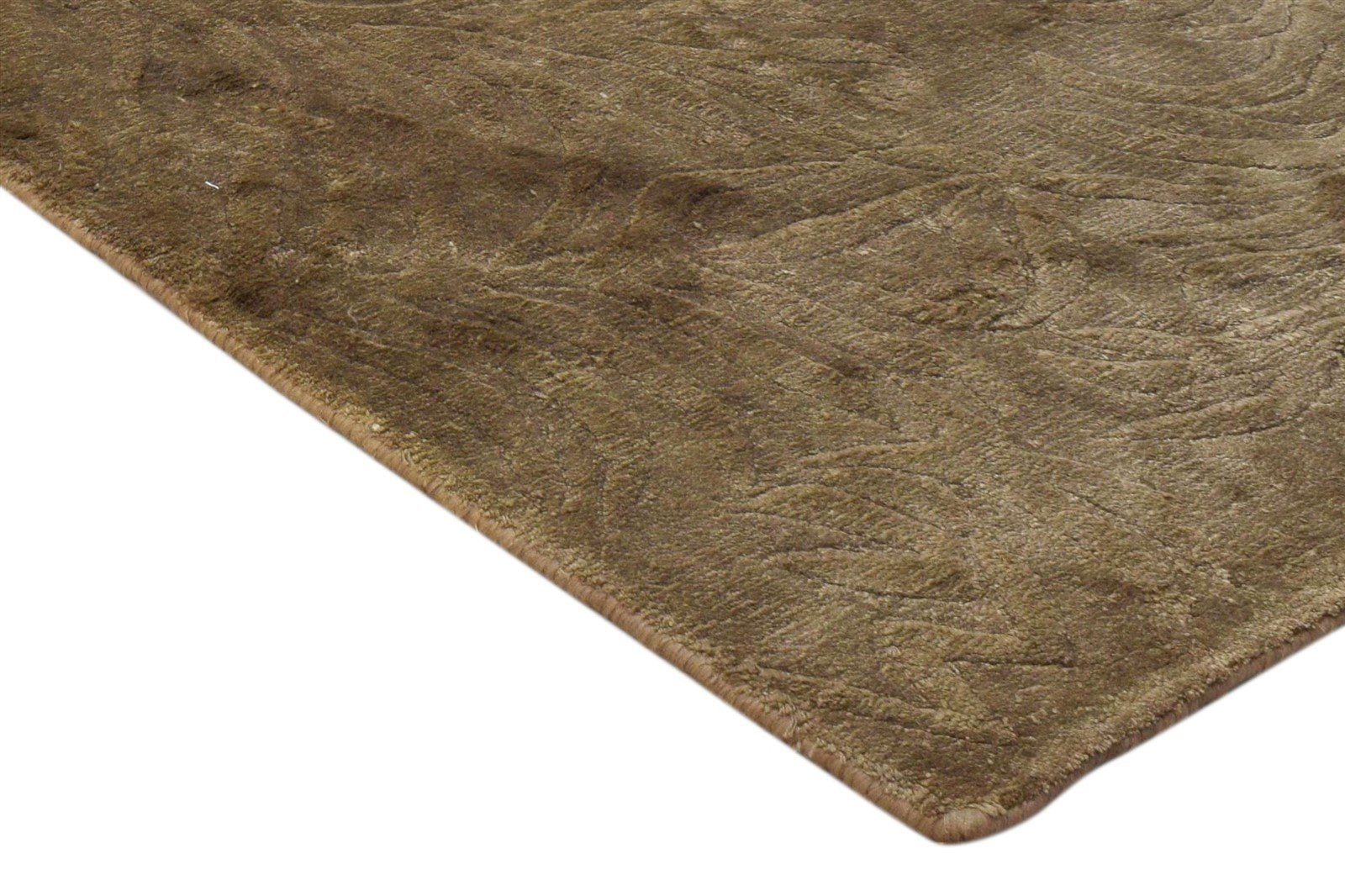 Handloom Brown Silk Rug 2' X 3' Modern French Floral Small Carpet 7860697923733