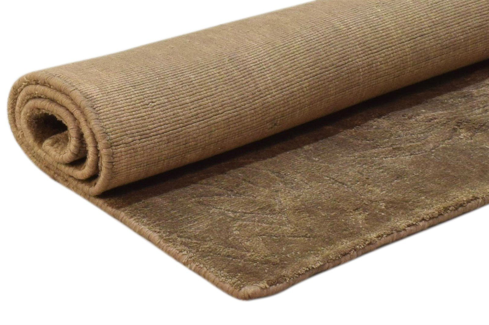 Handloom Brown Silk Rug 2' X 3' Modern French Floral Small Carpet 7860697923733