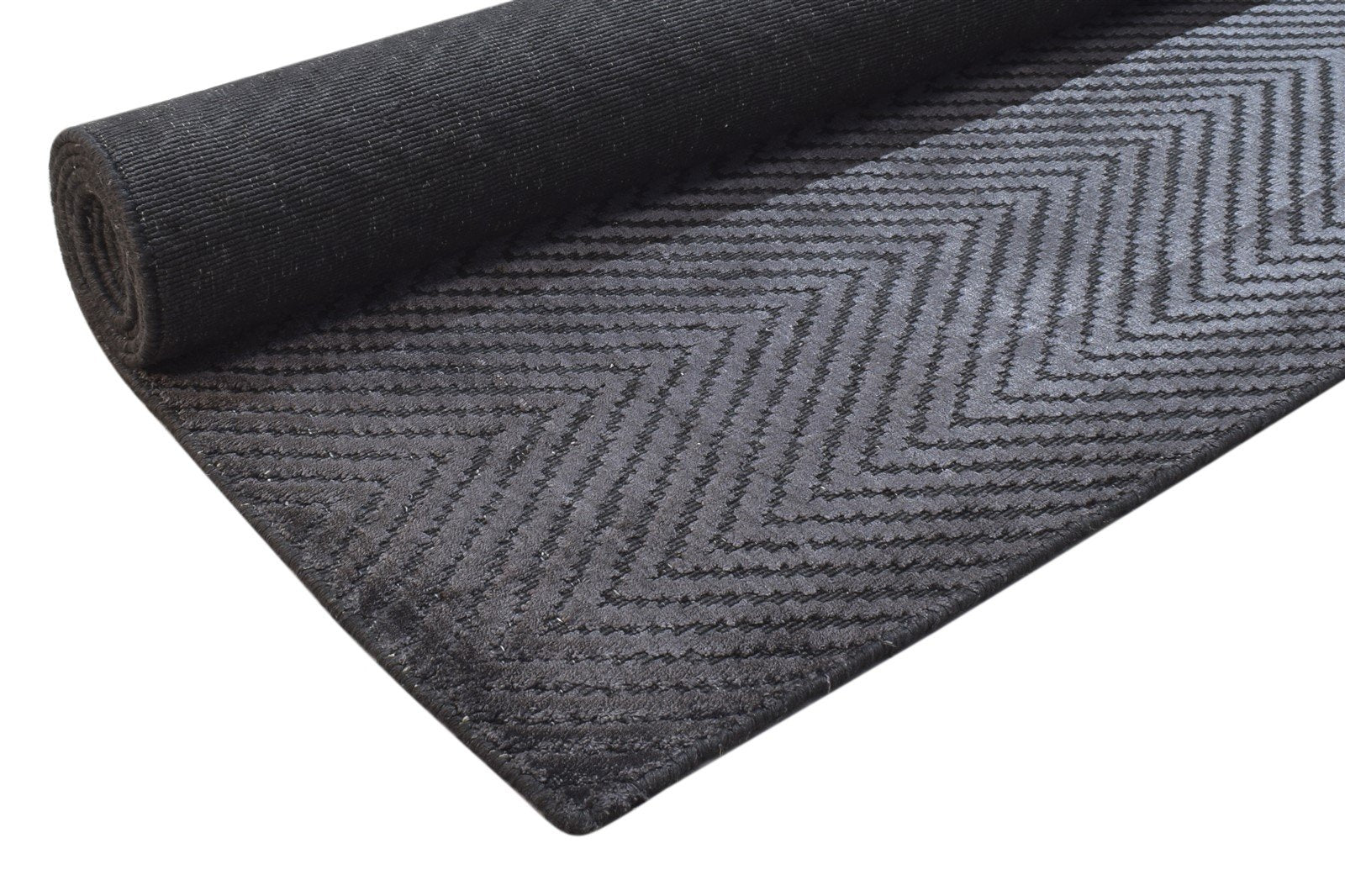 Handloom Charcoal Silk Rug 5' X 8' Modern Scandinavian Diamond Room Size Carpet 7864163795093
