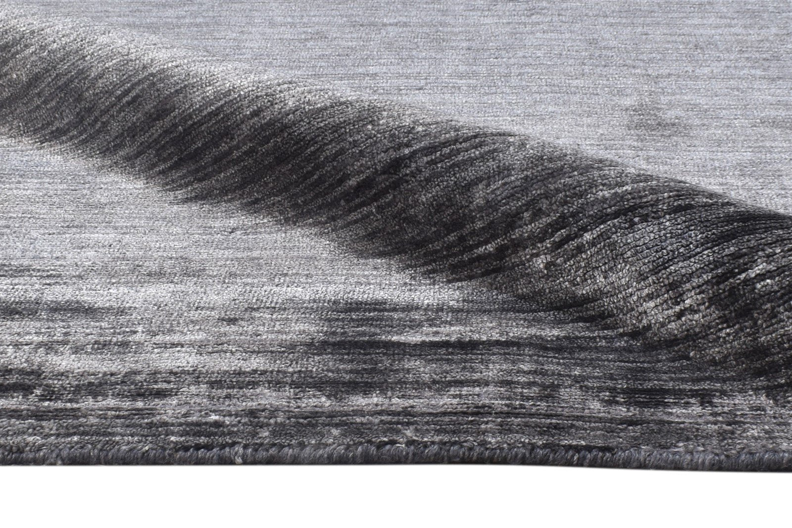 Handloom Charcoal Silk Rug 5' X 8' Modern Scandinavian Solid Room Size Carpet 7864438915221