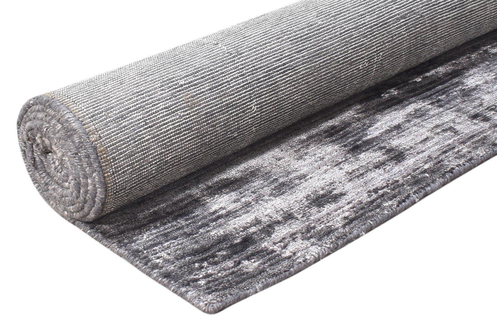 Handloom Charcoal Silk Rug 5' X 8' Modern Scandinavian Solid Room Size Carpet 7864438915221