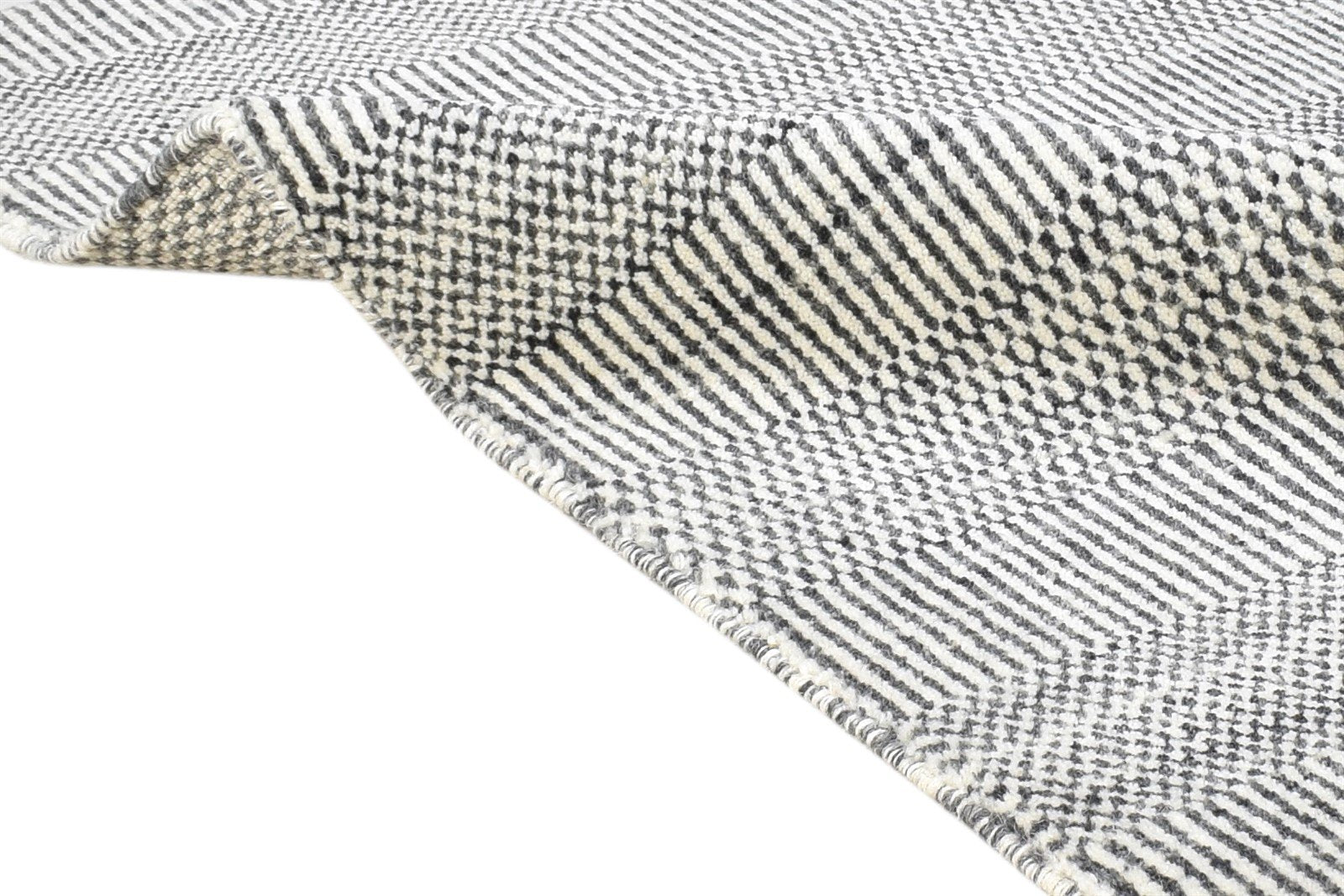 Handloom Charcoal Wool Rug 2' X 3' Modern Agra Grass Trellis Small Carpet 7865136480405