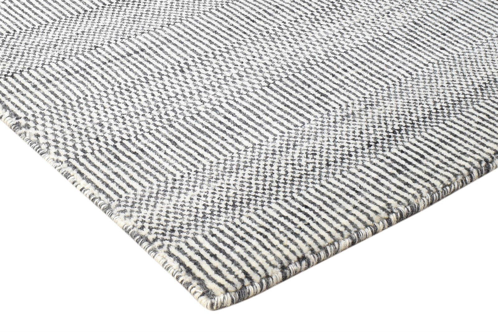 Handloom Charcoal Wool Rug 2' X 3' Modern Agra Grass Trellis Small Carpet 7865136480405