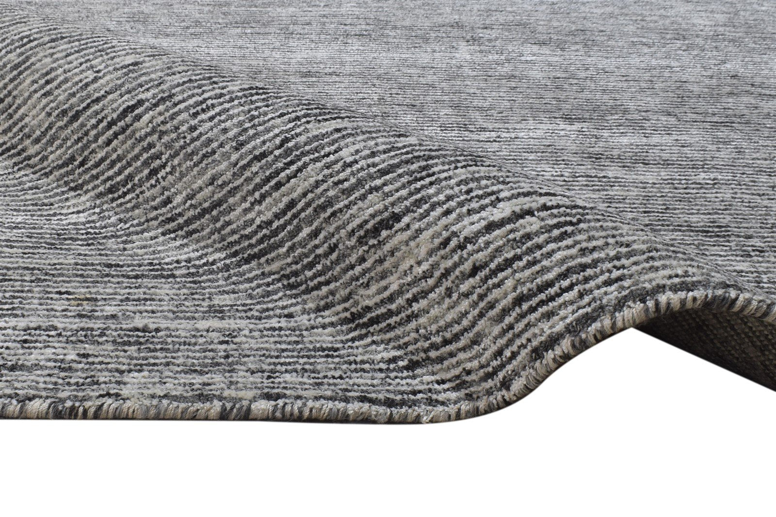 Handloom Charcoal Wool / Silk Rug 9X12 Modern Scandinavian Solid Extra Large 7864398971029