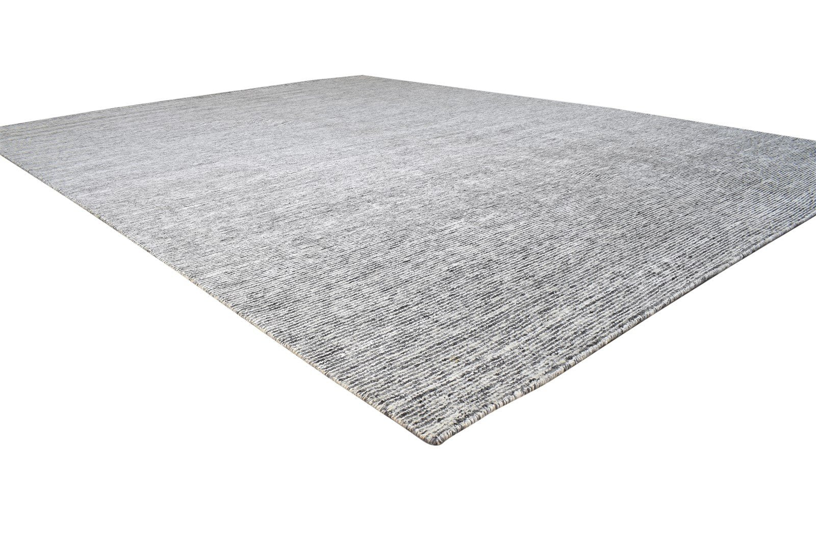 Handloom Charcoal Wool / Silk Rug 9X12 Modern Scandinavian Solid Extra Large 7864398971029