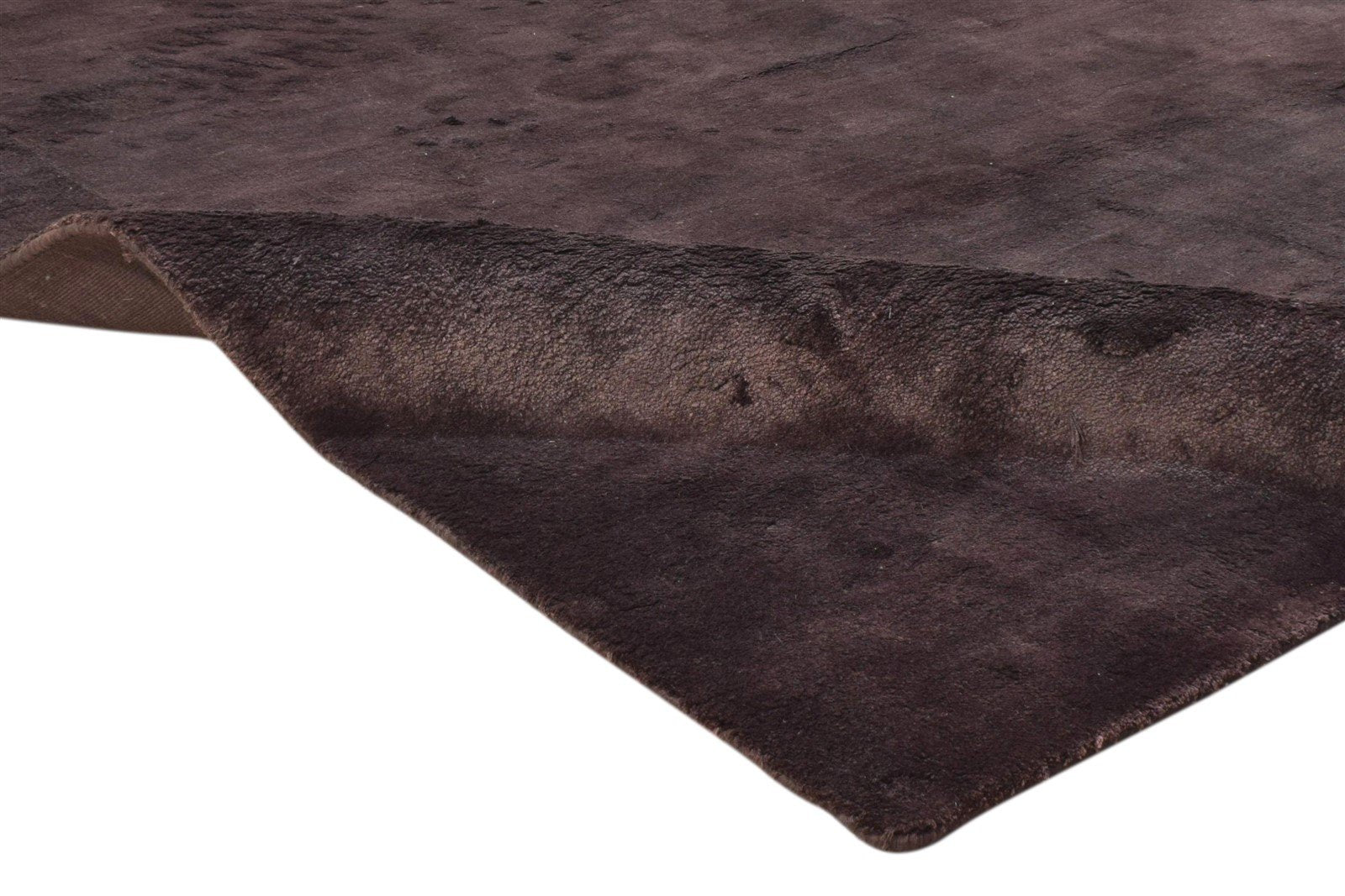 Handloom Chocolate Silk Rug 5' X 8' Modern Scandinavian Solid Room Size Carpet 7860698611861