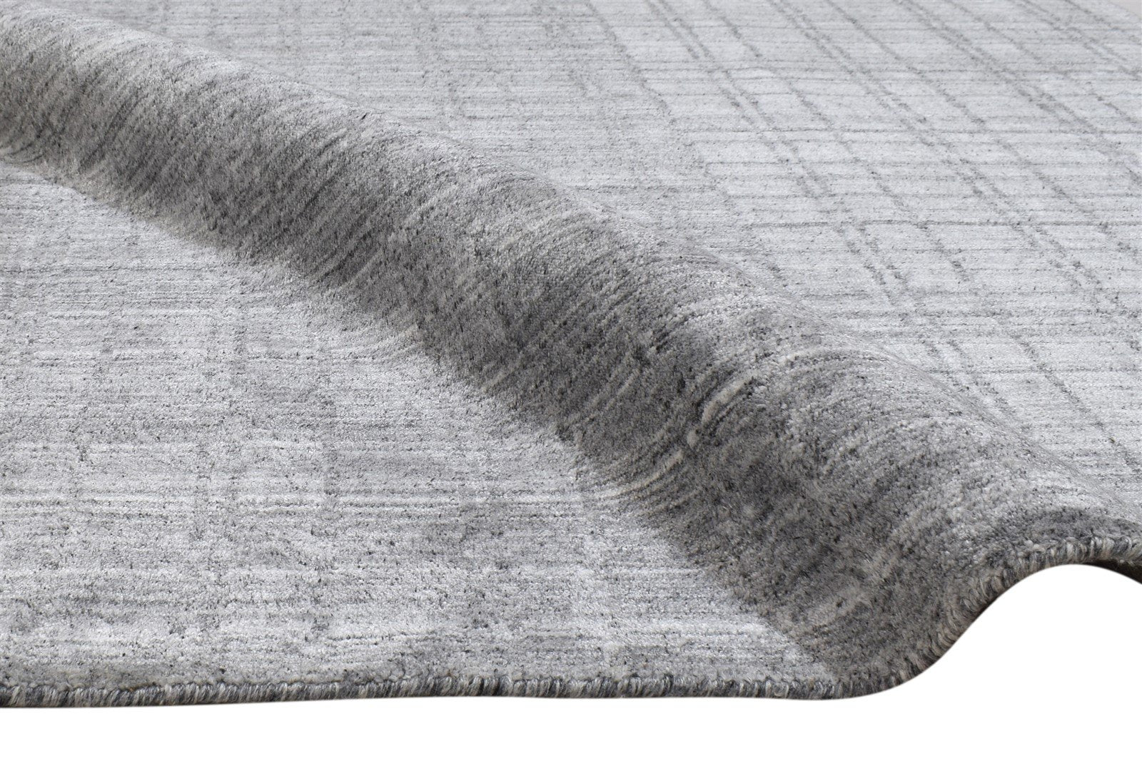 Handloom Dark Grey Silk Rug 4' X 6' Modern Scandinavian Plaids Room Size Carpet 7864159961237