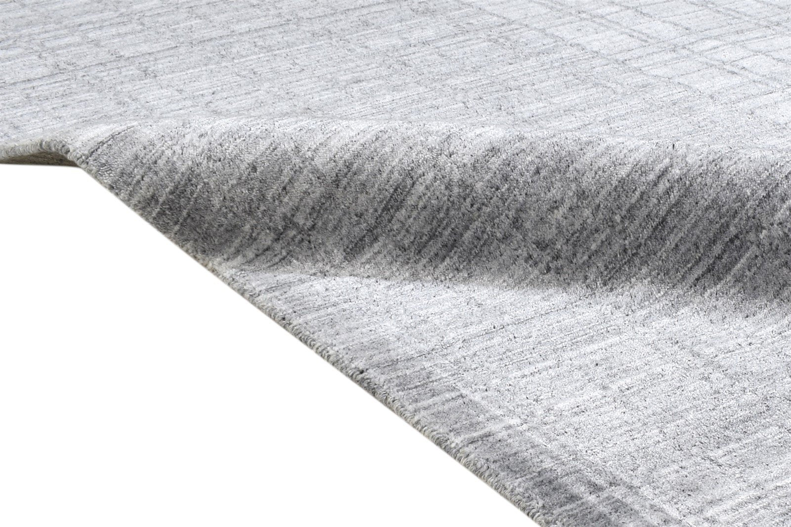 Handloom Dark Grey Silk Rug 4' X 6' Modern Scandinavian Plaids Room Size Carpet 7864159961237