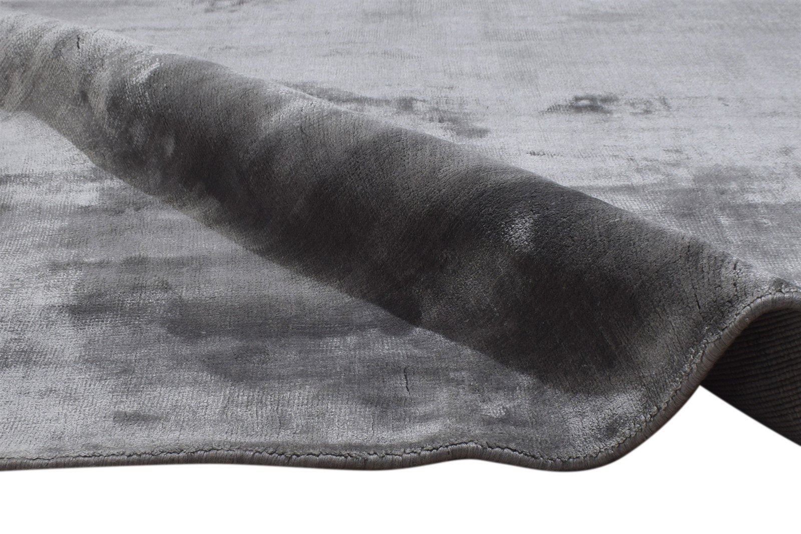 Handloom Dark Grey Silk Rug 6' X 8' Modern Scandinavian Solid Large Carpet 7864359911573