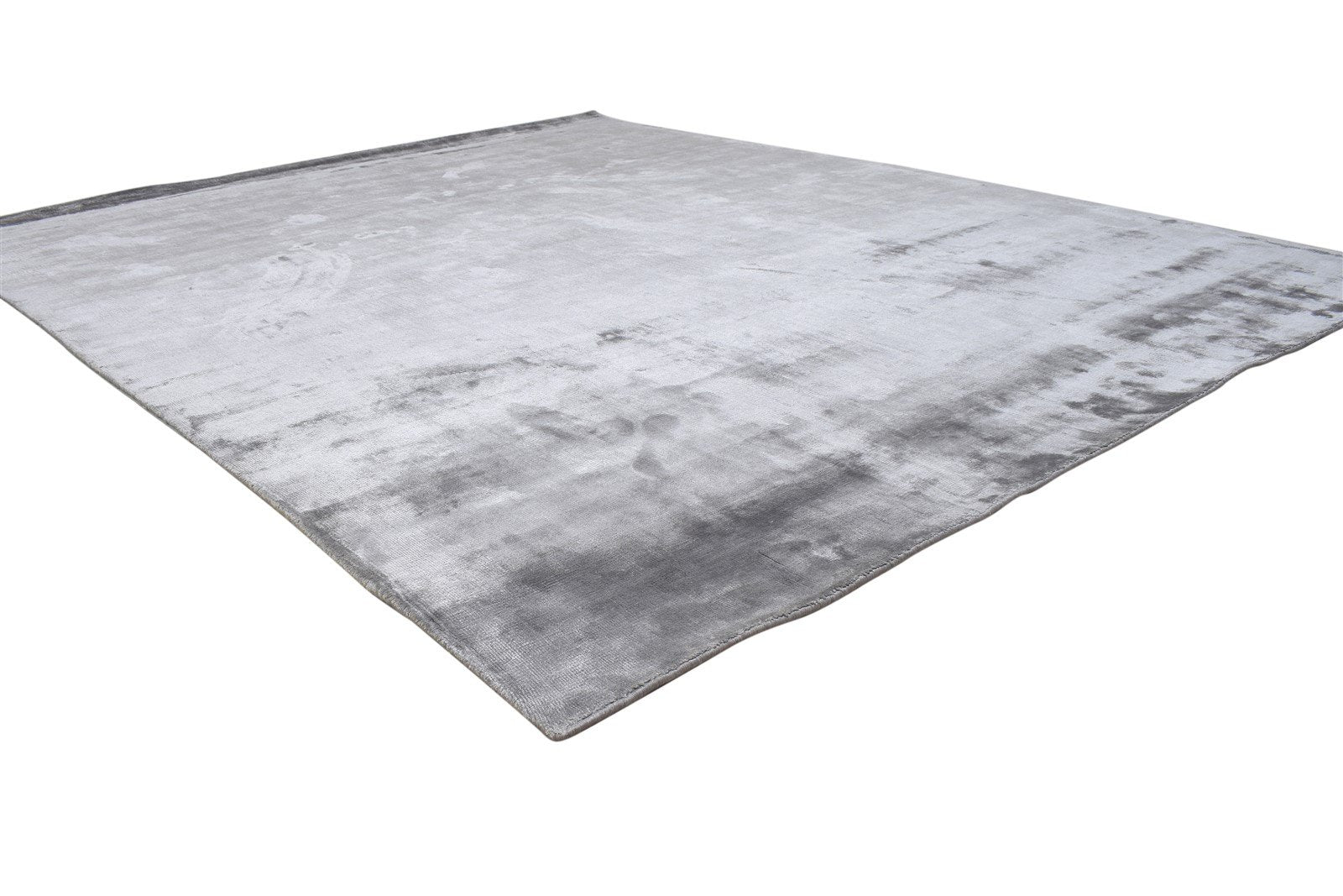 Handloom Dark Grey Silk Rug 6' X 8' Modern Scandinavian Solid Large Carpet 7864359911573