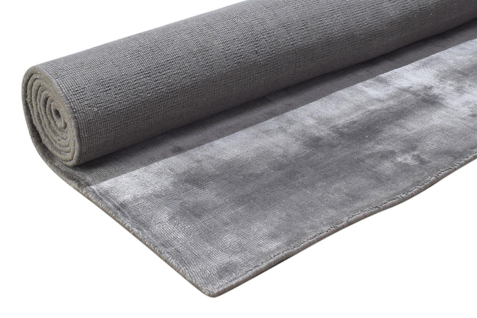 Handloom Dark Grey Silk Rug 6' X 8' Modern Scandinavian Solid Large Carpet 7864359911573