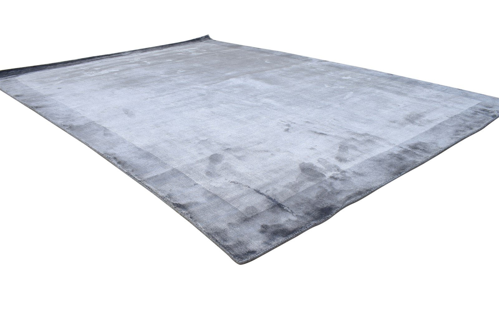 Handloom Dark Grey Silk Rug 6X8 Modern Scandinavian Bordered Room Size Carpet 7864361746581