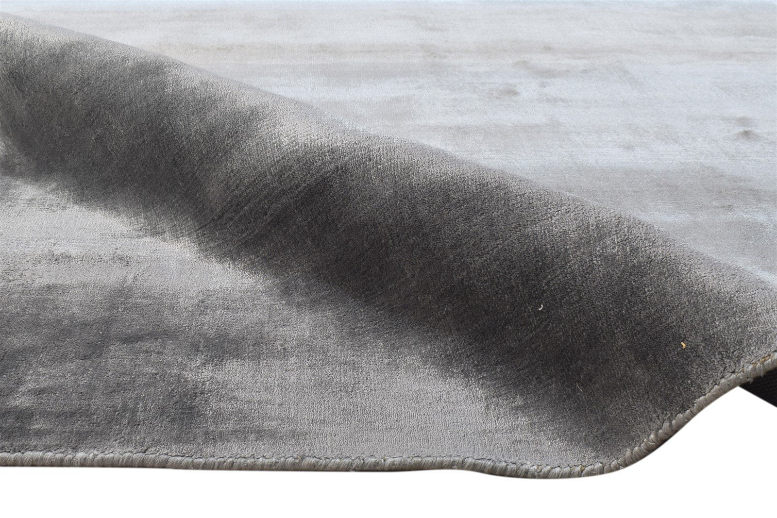 Handloom Dark Grey Silk Rug 8' X 10' Modern Scandinavian Solid Large Carpet 7864394743957