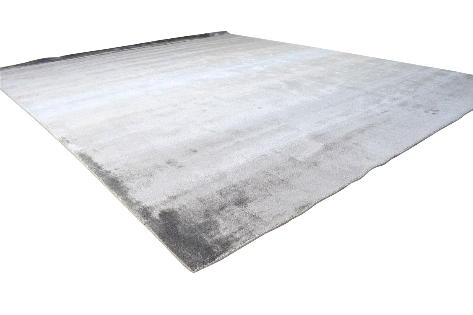 Handloom Dark Grey Silk Rug 8' X 10' Modern Scandinavian Solid Large Carpet 7864394743957