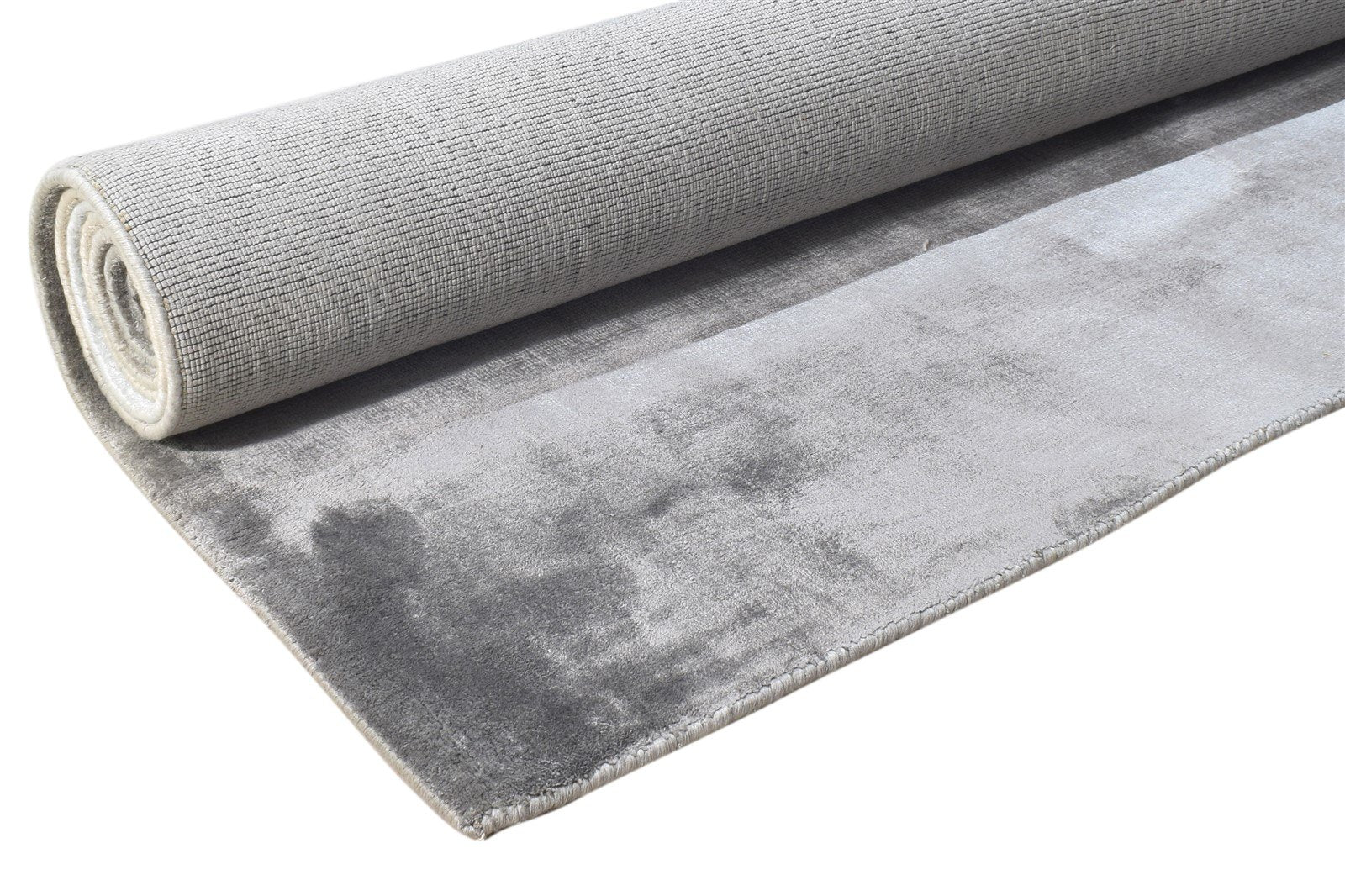 Handloom Dark Grey Silk Rug 8' X 10' Modern Scandinavian Solid Large Carpet 7864394743957