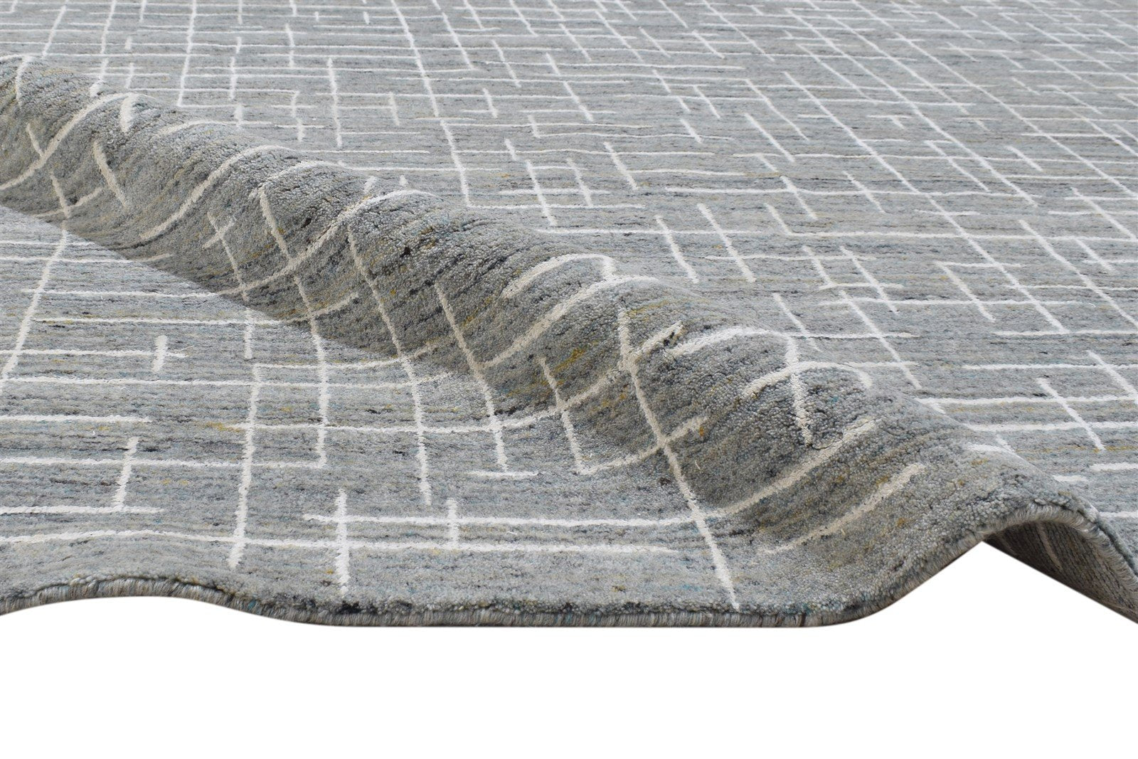 Handloom Dark Grey Wool / Silk Rug 5X8 Modern Scandinavian Abstract Room Size 7864233001109