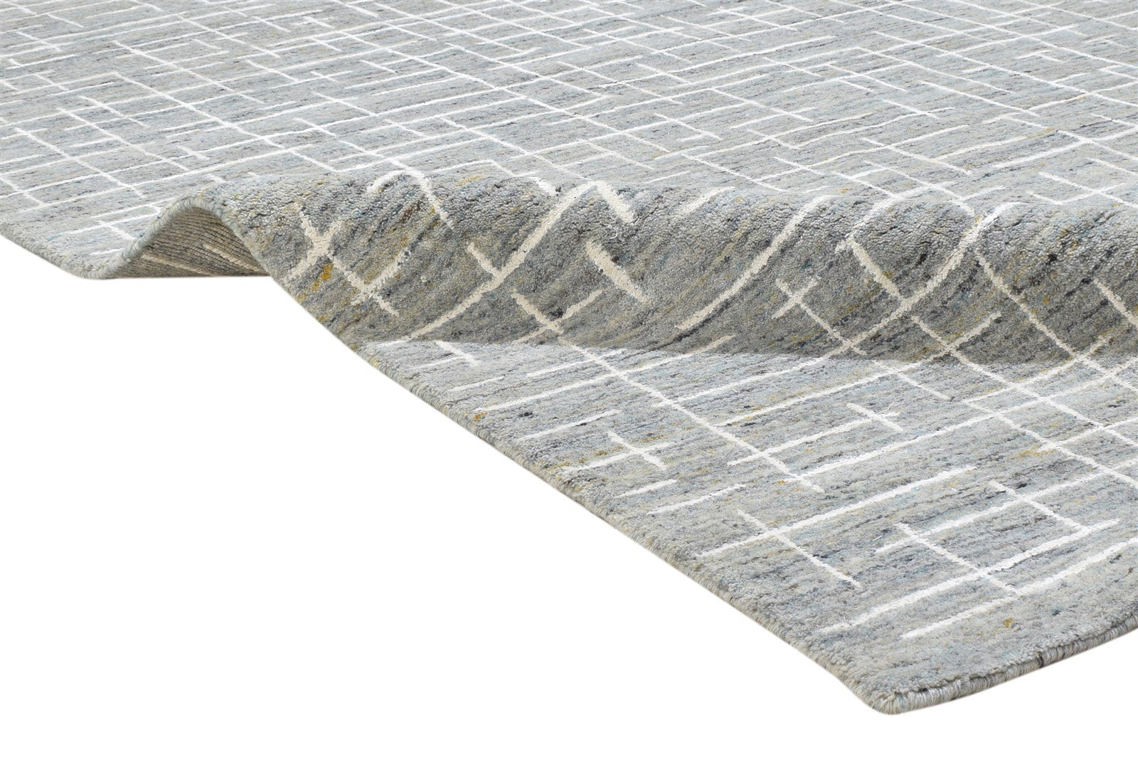 Handloom Dark Grey Wool / Silk Rug 5X8 Modern Scandinavian Abstract Room Size 7864233001109